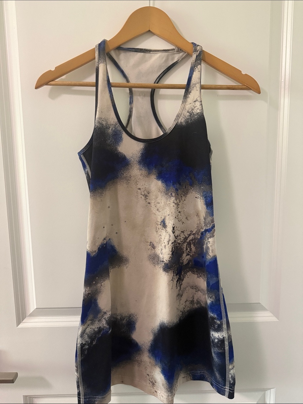 lululemon athletica Blue Black White Tie-Dye Racerback Tank Size 10